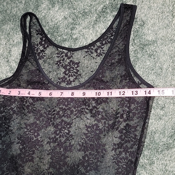 Fredricks of Hollywood Lace Floral Design See-through Tank Top Size Small. - Picture 3 of 12